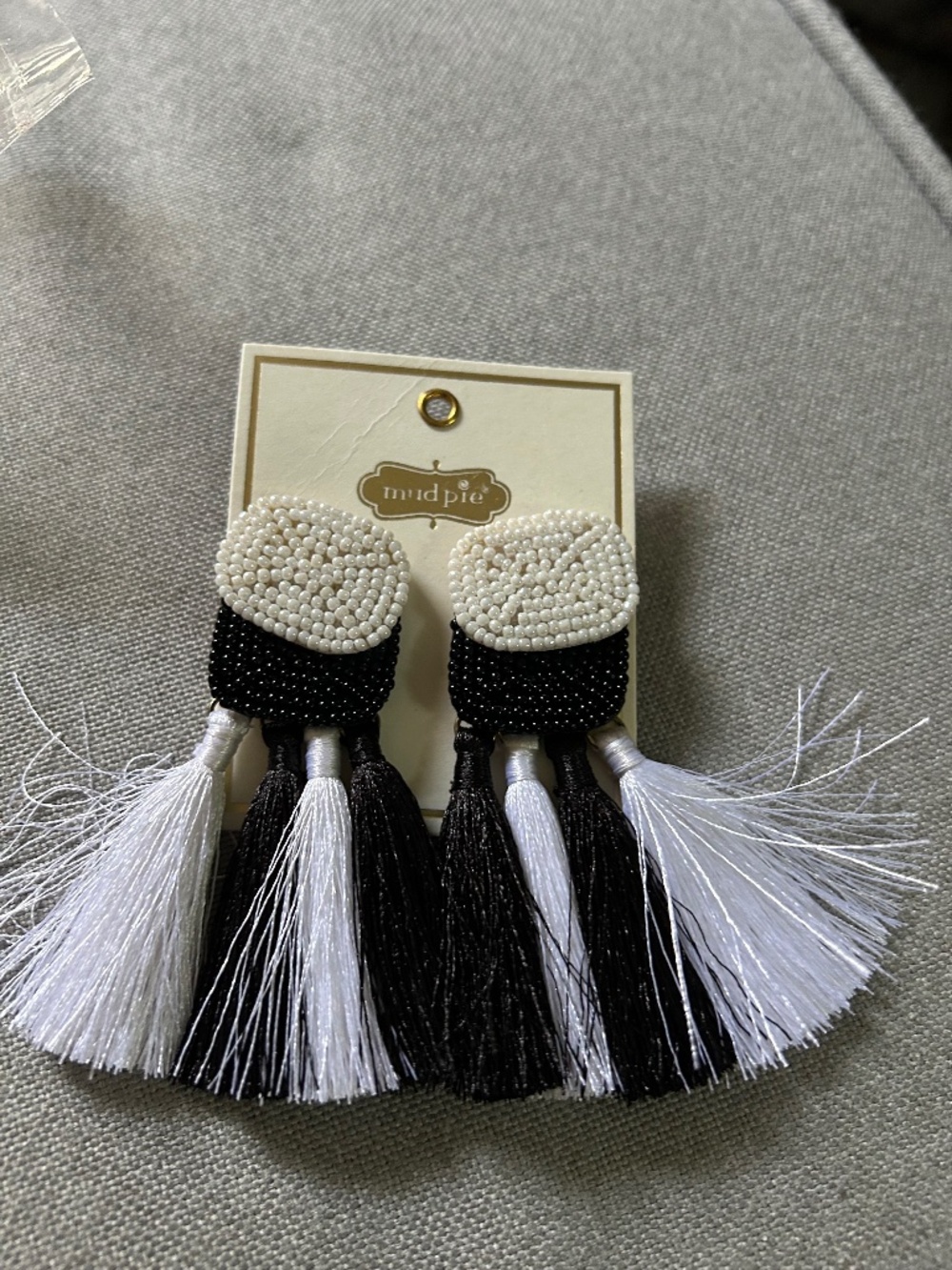 Mud Pie beaded tassel earrings - black